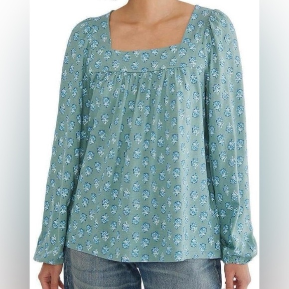 Lucky Brand floral l/s cotton top, size M - Picture 1 of 7